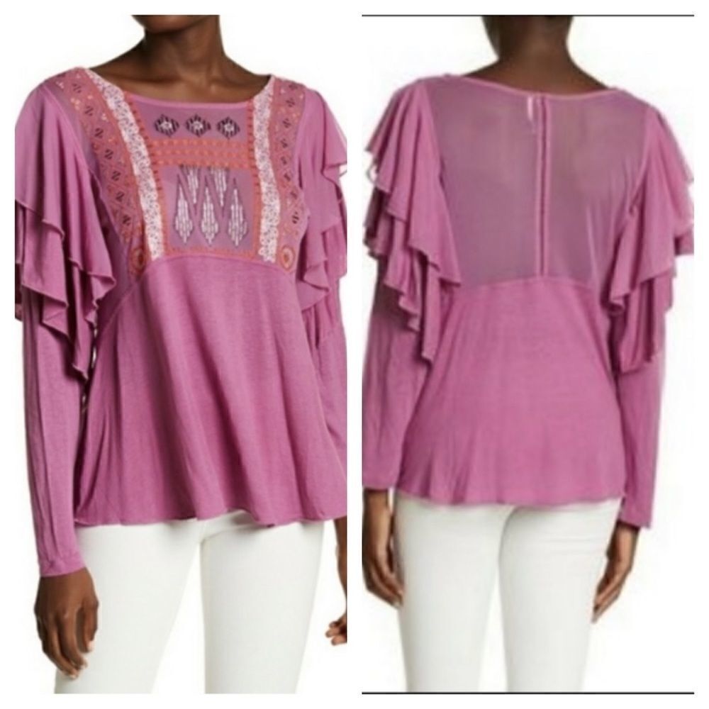 Free People La Cienega Wisteria Ruffle Top